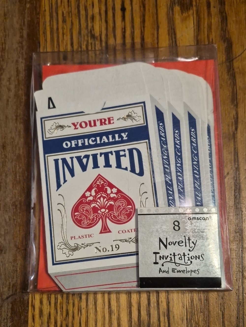 Amscan Red "You're Officially Invited" Playing Card Novelty Invitations (8 Pack)